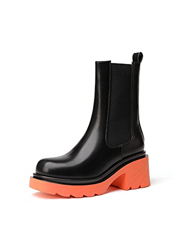 vivianly Women's Chelsea Boots Orange