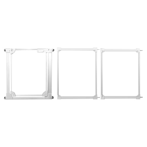 Puerta de acrílico transparente para mascotas, puerta de seguridad abierta para escaleras y puertas, fácil de instalar con protectores de pared (73-84,9 x 77 cm)