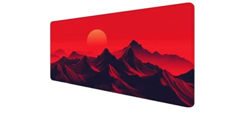 Tapis de souris XXL gaming 900x400mm motif montagne aurore pour bureau