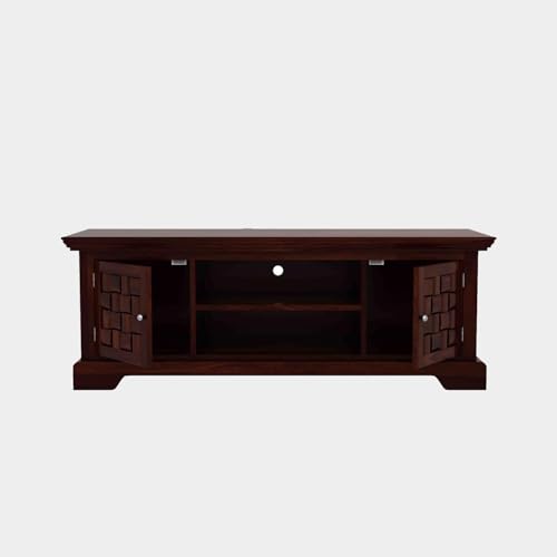 Image of Essentia Rosewood Sheesham Solid Wood TV Entertainment Unit | Wooen Drawer Living Room & Office (Finish Color - Walnut Finish)