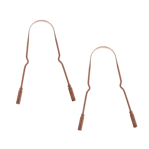 BESTYASH 2 Pcs Gold Scrapers Ergonomic Oral Cleaners for Bad Breath Removal Lightweight and Compact Design for Travel and Home Use for Adults and Teens