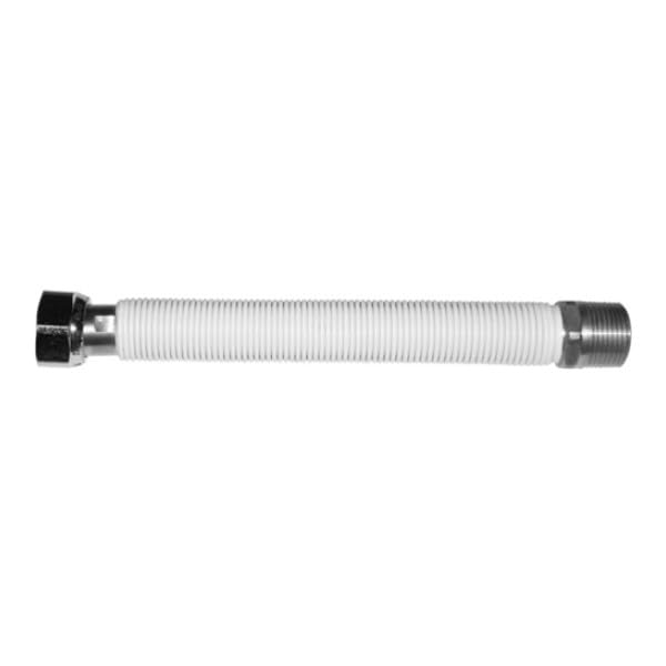 Tubo Flessibile per Acqua 1/2” x 1/2” Estensibile 220–420 mm in Acciaio Inox Rivestito Bianco– Collegamento Idraulico Universale Resistente e Sicuro