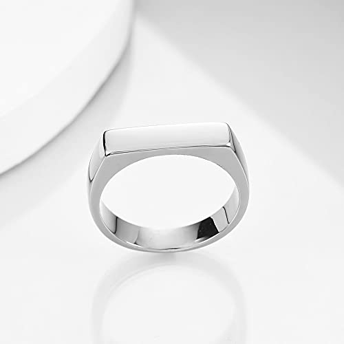 Myneney CG1474 Stainless Steel Square Shape Signet Style Classical Simple Plain Wedding Engagement Statement Ring thumb #5