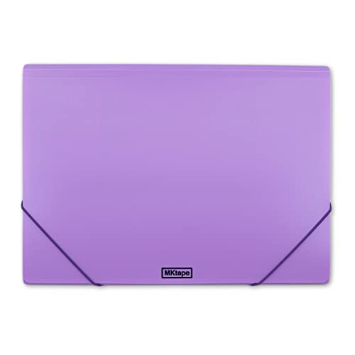 Carpeta con Cierre de Gomas - Tamaño Folio - Color Lila Pastel - Incluye 3 Solapas Interiores para Guardar y Organizar tus Documentos - Fabricada con Polipropileno - MKtape Cover
