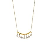 NINMQCFVG Collares clásicos de color dorado en forma de gota de zircón blanco con cadena en forma de O, collares de capas para mujeres