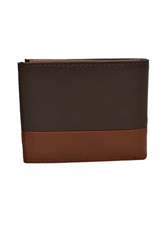 Columbia Men's 31CP220020 RFID Security Two Tone Blocking Bifold Built-in Shield Leather Wallet Brown2
