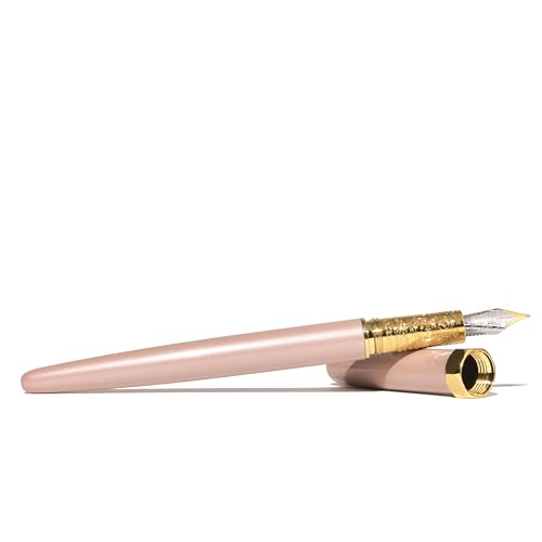 Image of Ferris Wheel Press | Bijou Fountain Pen | Huffin Puff Pink | Double Gold Plated, Sapphire Lacquer Finish | Two-Tone Steel Nib | Fine Nib