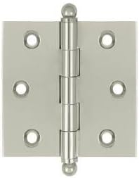 2.5 x 2.5 in. Hinge with Ball Tips- Bright Nickel - Solid