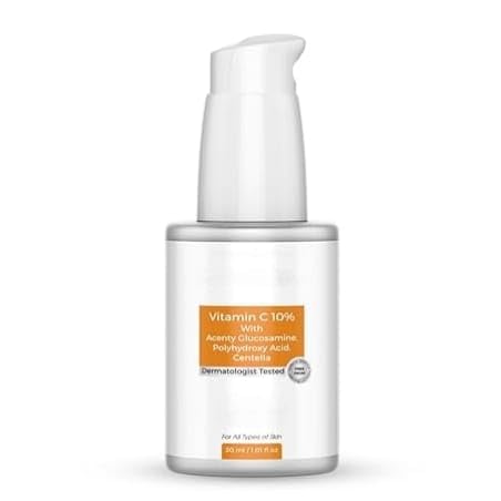 10% vitamina C + 1% acetil glucosamina suero facial para botas producción de colágeno y protege del medio ambiente - 1.0 fl oz
