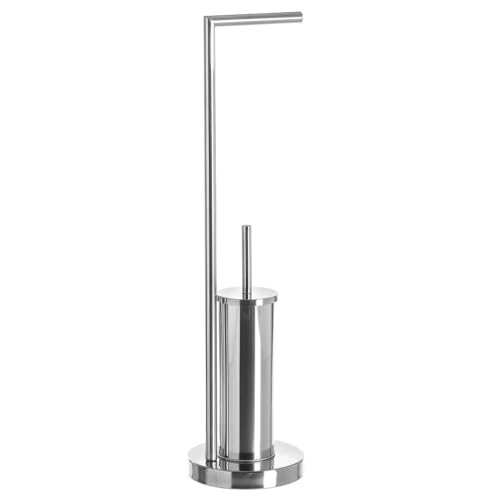LOLAhome - Portarrollos de Papel higiénico sin Taladro de 74 cm de Acero Inoxidable con escobilla de baño para WC y escobillero Redondo Plateado