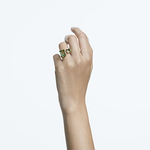 Miniatura 5 de Swarovski Anillo Abierto Millenia, Talla Octogonal, Verde, Baño Tono Oro