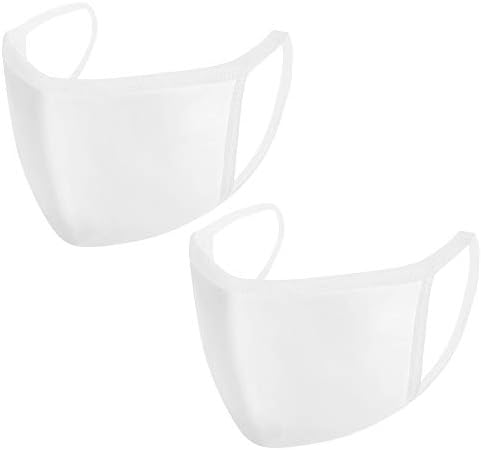 2 Pack Dust Mouth Cover - Reusable Cotton Comfy Breathable Material (White)