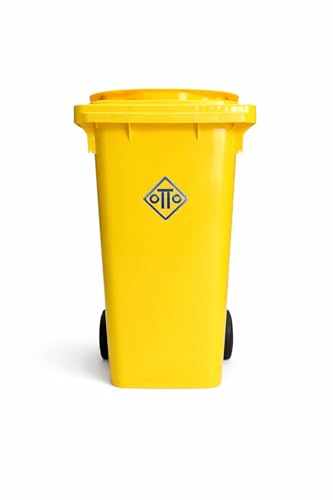 Image of OTTO Plastic Manual-Lift Garbage Waste Dustbin with Wheels 120 Ltr Yellow