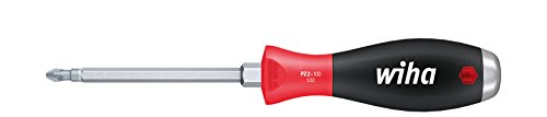 Wiha Schraubendreher SoftFinish® Pozidriv mit durchgehender Sechskantklinge und massiver Stahlkappe (03245) PZ1 x 80 mm, für gezielte Hammerschläge, Schlagen und Meißeln, Sechskantansatz zum Lösen von festsitzenden Schrauben