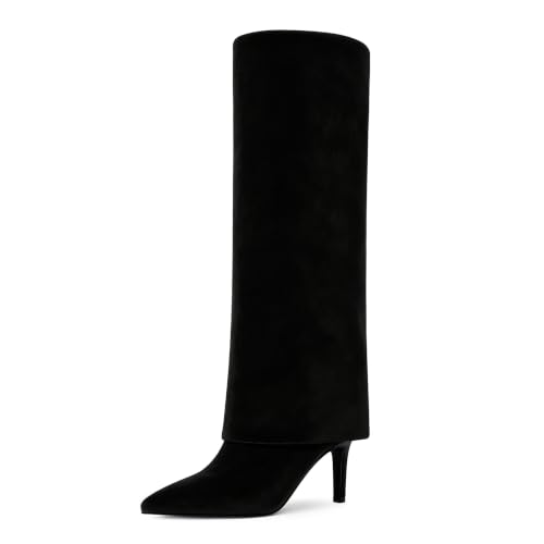 Image of VIUGJNEX Fold Over Boots for Women Fall Tall Knee High Boots