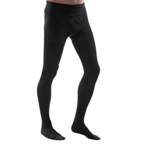 Image of Allegro Men's Waist High Leotard Compression Pants 20-30 mmHg Support Hose | Comfort brief top with fly opening, reciprocated heel and balloon toe made with flexible fabric for comfortable extended wear