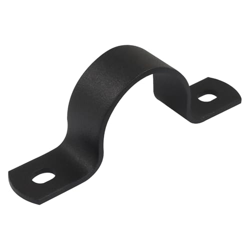Image of Zorfeter 1.25 inch /32mm Pipe Strap, Black U-Clamps, 12 Pack | Metal Clamps, Double-hole Bracket, Two Hole, Durable, DIY Industrial Style