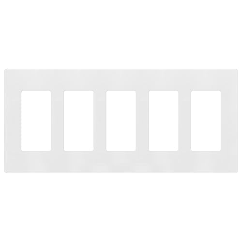 TG Screwless Decorator Wall Plates Child Safe Outlet Covers Size 5-Gang 4.68 H x 10.14 L Unbreakable Polycarbonate Thermoplastic UL Listed Glossy White (1 Pack)