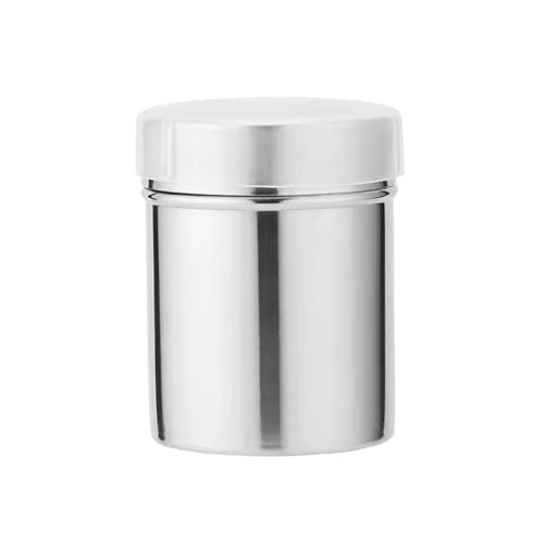 Puderzuckerstreuer Edelstahl Puderzuckermühle Kakaostreuer für Cappuccino Für BBQ Sprinkle Jar Bottle Pepper Shaker Sprinkle Puderzucker Kakao Matcha Pulver Fine Mesh Seasoning Bottle Jar Cylinder