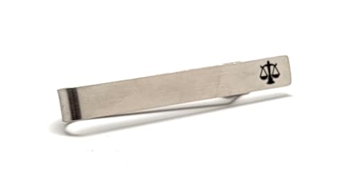 Stainless Steel Scale of Justice Tie Bar – Handmade Lawyer Tie Clip for Men – Legal Professional Gift for Attorneys, Judges, or Law Students