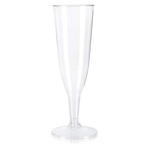 12 x Plastic Champagne Flutes Glasses Two Piece Disposable Prosecco Glass Cover