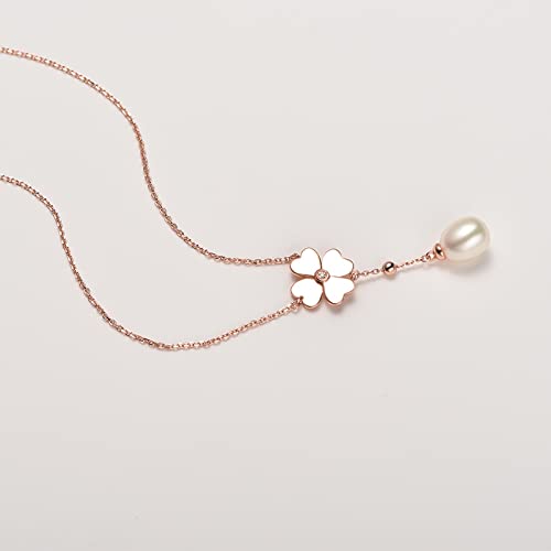 Bijoux colliers S925 chaîne suspendue de perle en eau douce 7-8mm - 5
