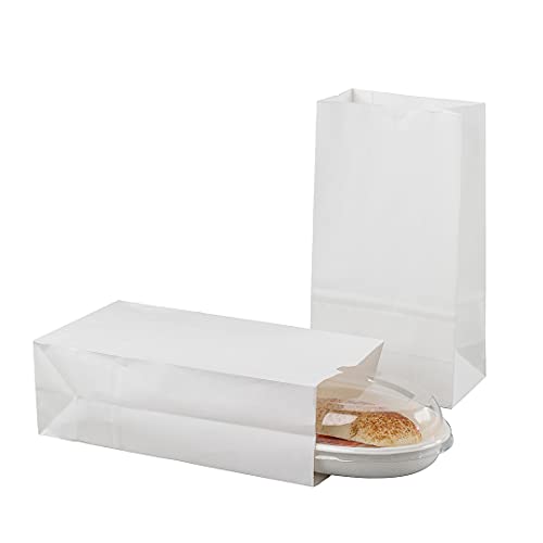 Restaurantware Bag Tek 6lb Paper Bags 100 Disposable Lunch Bags - Medium For Lunches Sandwiches And Snacks White Paper Kraft Paper Bags For Shopping Party Favors Or Gifts