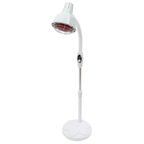 Infra Red Lamp with 275W High Power Light Source Single Head Type Far Infrared Therapy Lamp Brightness Adjustable 360Rotating Infrared Light Device Floor Standing White for Home Office Use