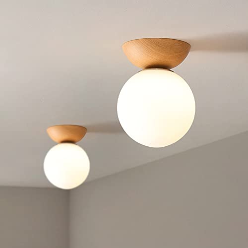 Chandelier en verre soufflé avec support noyer, éclairage à suspension directionnelle