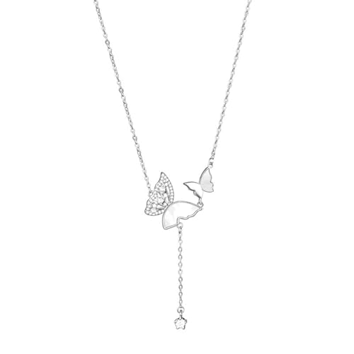 Collier pour femmes en argent, le cadeau idéal avec perle et papillon
