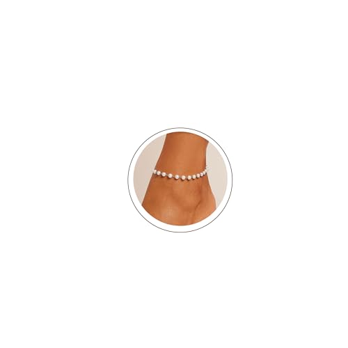 Image of Waterproof Ankle Bracelets for Women Gold Anklets Non Tarnish Pearl /Figaro /Cuban /Snake Chain Anklet Adjustable Anklets for Womens Summer Beach Anklet Foot Jewelry for Women Gift