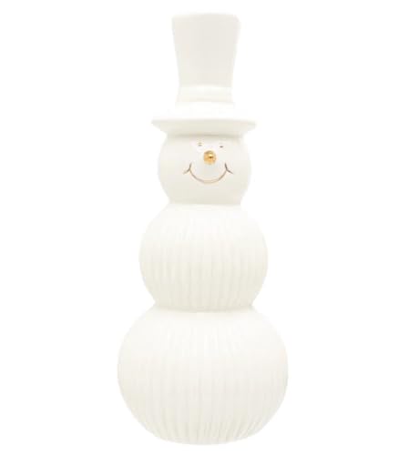 Image of Boston International Christmas Statue Tabletop Figurine Winter Holiday Decorations for Home, 8.5 inch, White & Gold Snowman