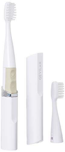 Meafeng Travel Electric Toothbrush with 2 Brush Head 2 Modes Waterproof Sonic Toothbrush by Battery Powered Portable Mini Design for Daily Oral Care Business Travelling and Holiday Use (White)