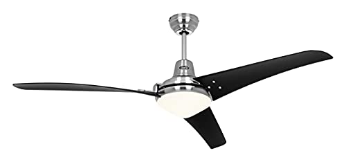 Ventilateur de plafond Mirage en laque noire et chrome brossé