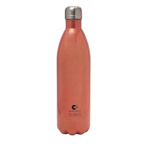 Image of Clay Craft Vacbott Vaccum Bottle, Stark Sparkle Double Walled Insulated 24 Hours Hot and Cold Water Bottle - 500 ml -1 Piece (Sparkle Ruby) Steel Water Bottles for School, Office, Home, Gym, Leakproof