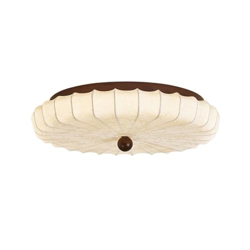 Plafonnier de chambre en tissu haut de gamme et finition noyer
