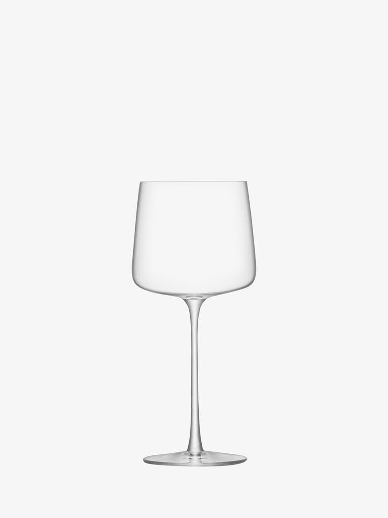 LSA International Metropolitan Wine Glasses 14 oz, Set of 4, Luxury Elegant Tall Stemmed Angular Drinking Glassware, Dishwasher Safe