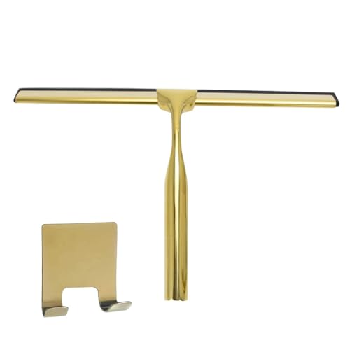 Rasqueta para cristal de ducha | Rasqueta de suelo dorado para todo uso de acero inoxidable con asa - Rasqueta de cristal para ventana, vidrio, puerta de ducha, parabrisas de coche