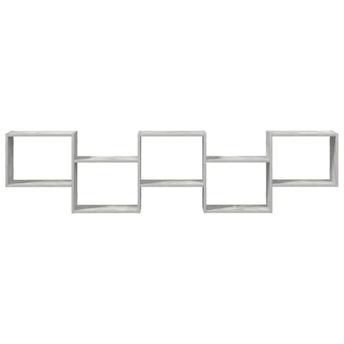 Étagère cubique en bois gris béton avec 5 compartiments stables - 6