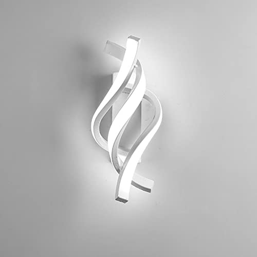 LED Wandleuchte Kreativ Nordischer Stil Weiß Wandlampen für Schlafzimmer Wohnzimmer Treppenhaus Lampe Kaltweißes Licht Warmes Licht 16W (Kaltweißes Licht) Cover