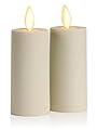 Luminara Realistic Artificial Moving Flame Votive Candle - Set of 2 - Moving Flame LED Battery Operated Lights for Christmas, Halloween - Remote Ready - Remote Sold Separately - Ivory - 1.5" x 4"