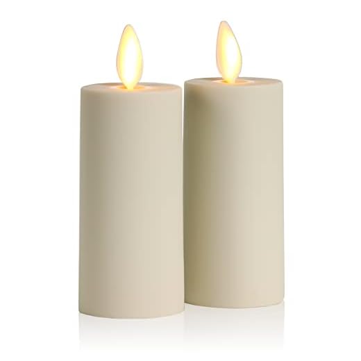 Luminara Realistic Artificial Moving Flame Votive Candle - Set of 2 - Moving Flame LED Battery Operated Lights for Christmas, Halloween - Remote Ready - Remote Sold Separately - Ivory - 1.5" x 4"