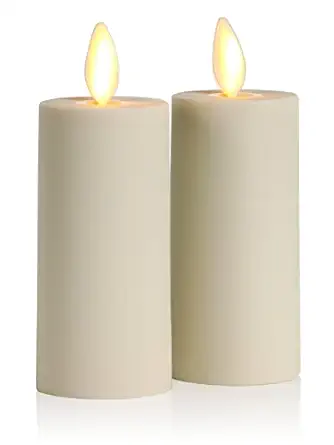 Luminara Realistic Artificial Moving Flame Votive Candle - Set of 2 - Moving Flame LED Battery Operated Lights for Christmas, Halloween - Remote Ready - Remote Sold Separately - Ivory - 1.5