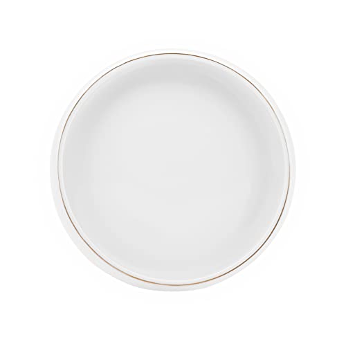 Karaca Streamline Hole Porcelain Dinnerware Set For 6, 24-Piece, Glaze Coating White-Gold Aesthetic, Stylish Patterns, Stoneware Dinner Set, Soup And Dessert, Salad Bowls, Kitchen Plates #TOP2