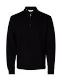 Selected Homme Black Sweat-Shirt Adulte Coupe Normale Col Polo Manches Longues
