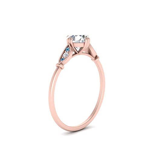 Image of Choose Your Gemstone Delicate Round Cathedral Engagement Ring Rose Gold Plated Round Shape Petite Engagement Rings Minimal Modern Design Birthday Gift Wedding Gift US Size 4 to 12
