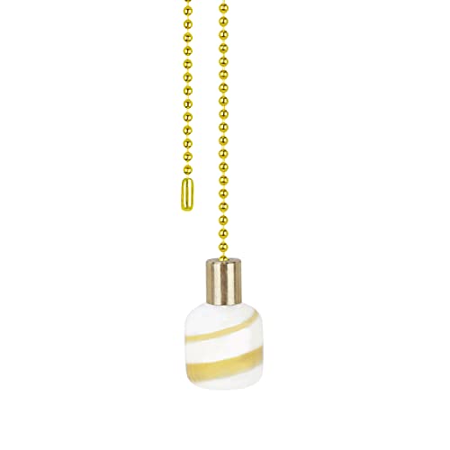 Image of Aspen Creative 20509-11, 12 inch Cream with Yellow Line Glass Knob with Pull Chain in Copper (1 Pack)