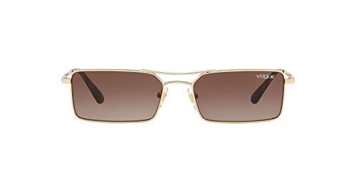 Vogue Eyewear Women's VO4106S Metal Rectangular Sunglasses, Pale Gold/Brown Gradient, 55 mm