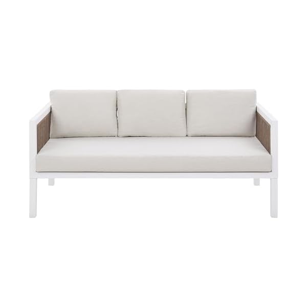 Beliani Gartenlounge Borello 5-Sitzer Weiß & Beige