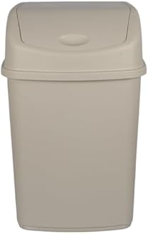 (Set of 2 Double Bin. 55L Extra Large Recycling Bins with Swing Lid – Durable Plastic Dustbin for Waste Management, Home & Office Use – Easy to Clean, 110L Total Capacity (BEIGE)